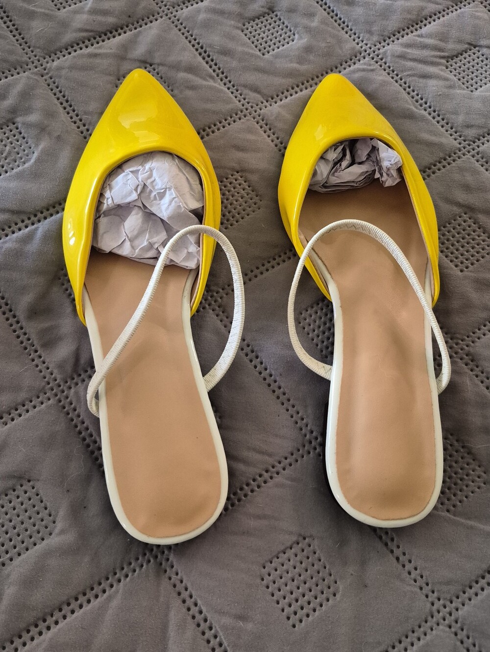 Yellow Pointed Toe Slingback Flats